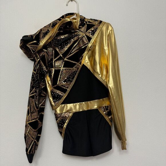 Foil Hip-Hop Gold and Black You’re An Allstar Dance Costume Size ISC (7/8) - Picture 10 of 10